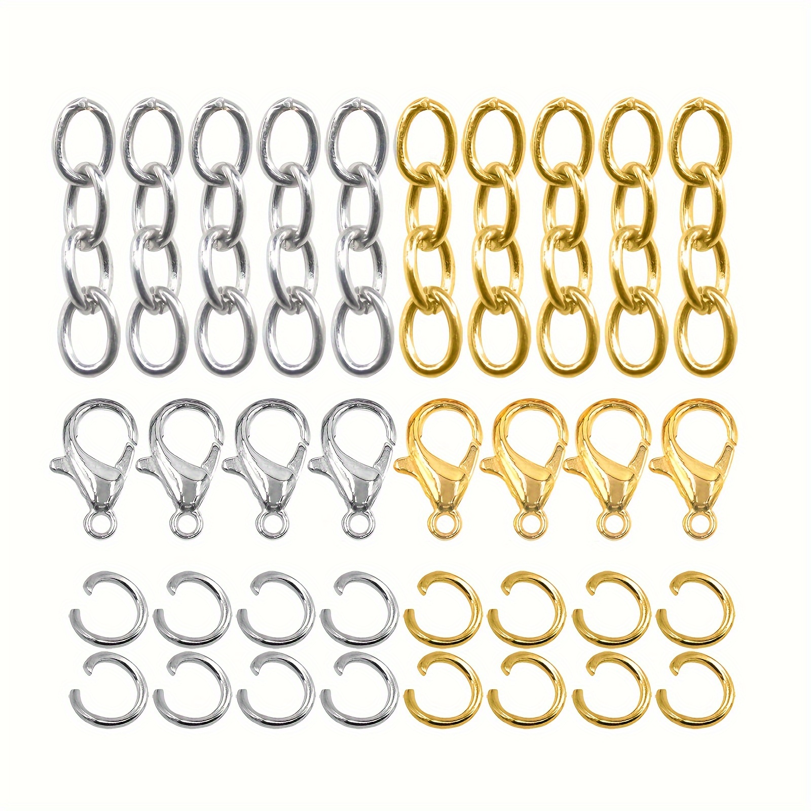 

90pcs Zinc Alloy Diy Keychain & Jewelry Making Kit, 20pcs Lobster Clasps, 20pcs Chains, 50pcs Jump Rings, Golden & Silvery Tones Accessories Set