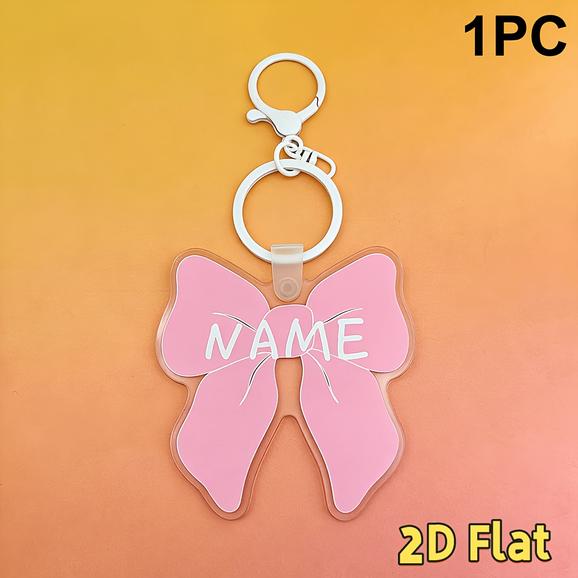 TEMU 2D 1 stuk Gepersonaliseerde Strik Rugzak Sleutelhanger - Aangepaste Naamkaart met Elegant Strikontwerp, Perfect voor Schooltassen, Cadeaus en