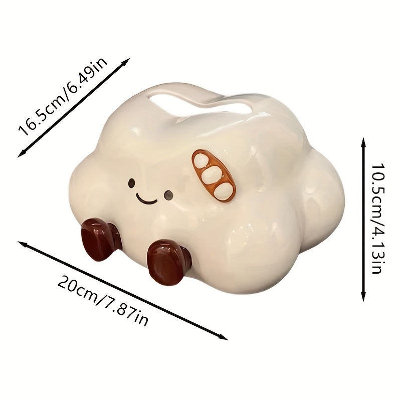 1pc cute cartoon cloud ceramic tissue box cream style   desktop tissue box light luxury high end tissue storage suitable for home decoration living room bedroom tissue storage desktop ornament bathroom tissue box gift Product details 0