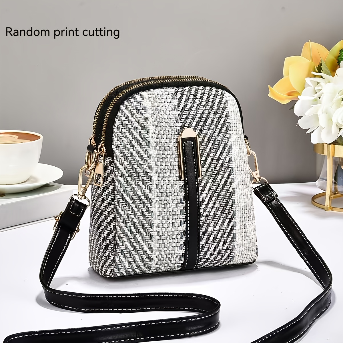 Image of A Stylish And Elegant Women' With A Vintage Design, Featuring And Minimalist Vertical Shoulder Style. Practical, Lightweight, And Spacious With Multiple Layers, Perfect For Crossbody Use