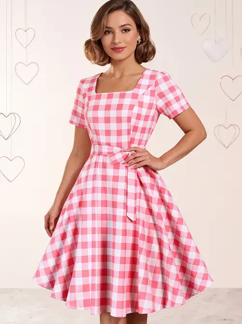 pink checked dress sold on Temu United States pink checked dress sold on Temu United States