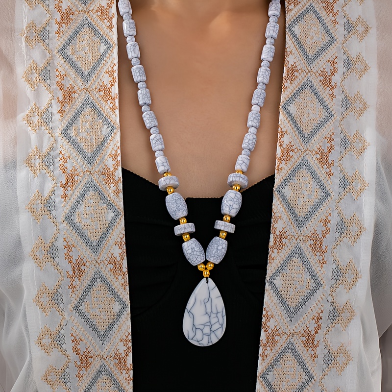 TEMU 1 pz/Set Collana Bohemien Vintage Irregolare con Finte e Perline Adatta per l'Abbigliamento da Donna