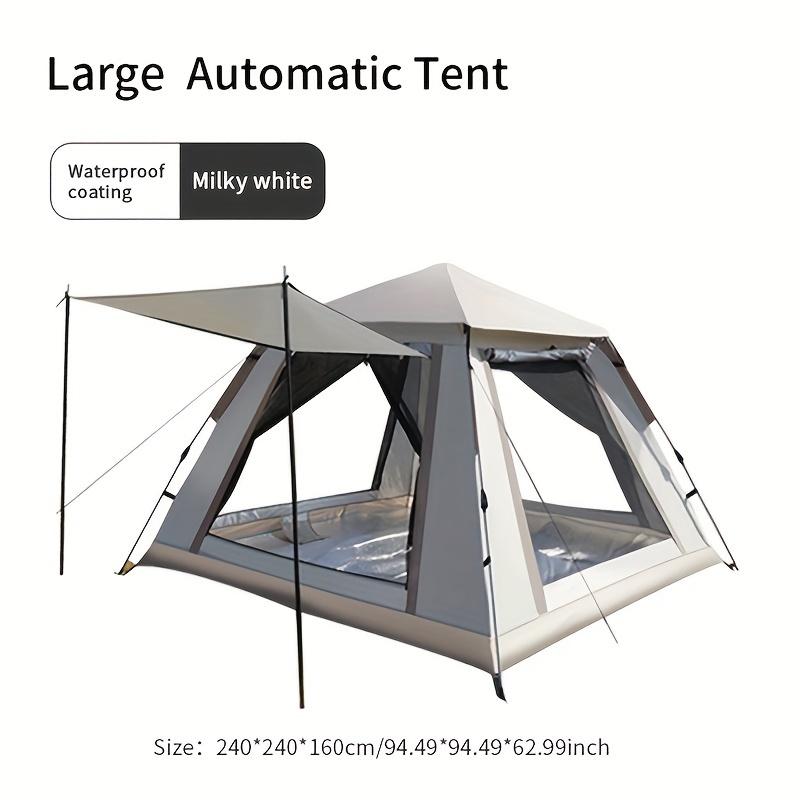 TEMU 6-person Tent - Automatic Setup, Portable & Foldable With Ventilated Sunshade, Polyester Fabric