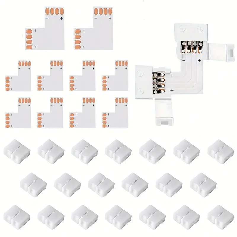 L Shape 4 Pin Led Connectors 20 Clips Width Right Angle - Temu