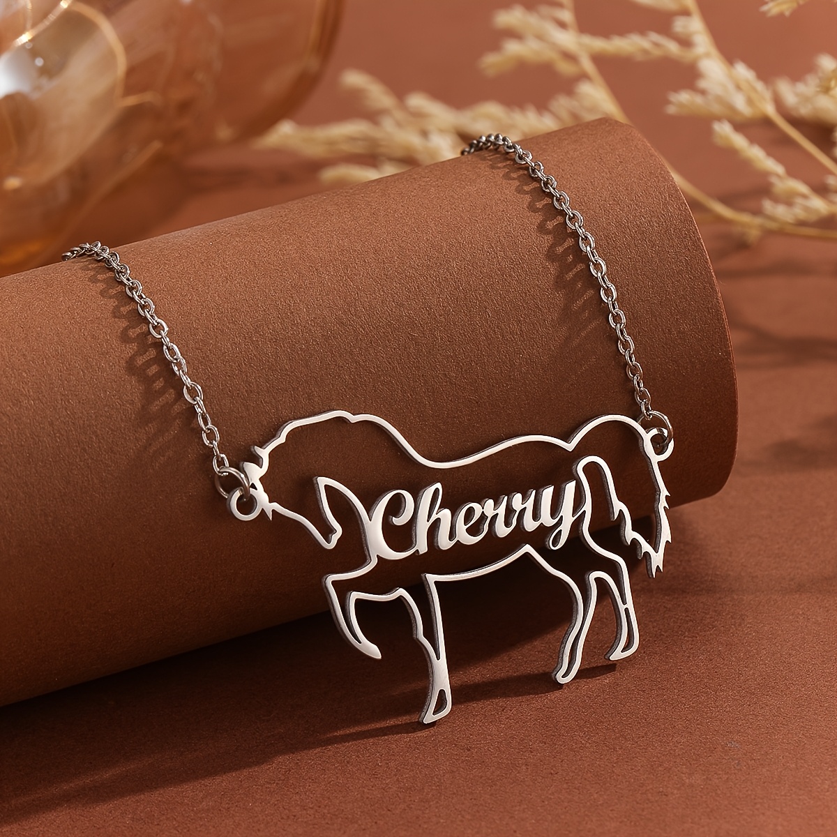 TEMU Personalized Name Horse Necklace, Animal Memorial Necklace, Lovely Versatile Daily Wear Jewelry, Horse Riding Gift, Gift For Horse Lover