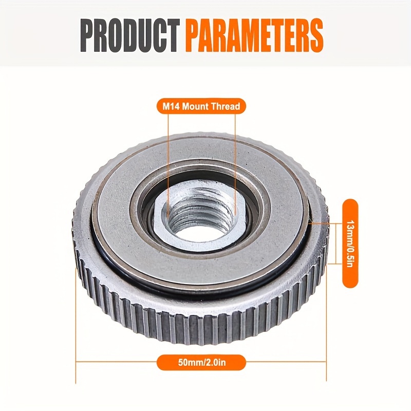 M14 Angle Grinder Quick-Release Lock Plate - Self-Locking, Easy Clamp & Release Nut for Secure Chuck Attachment, Durable #45 Steel Industrial Hardware Accessory