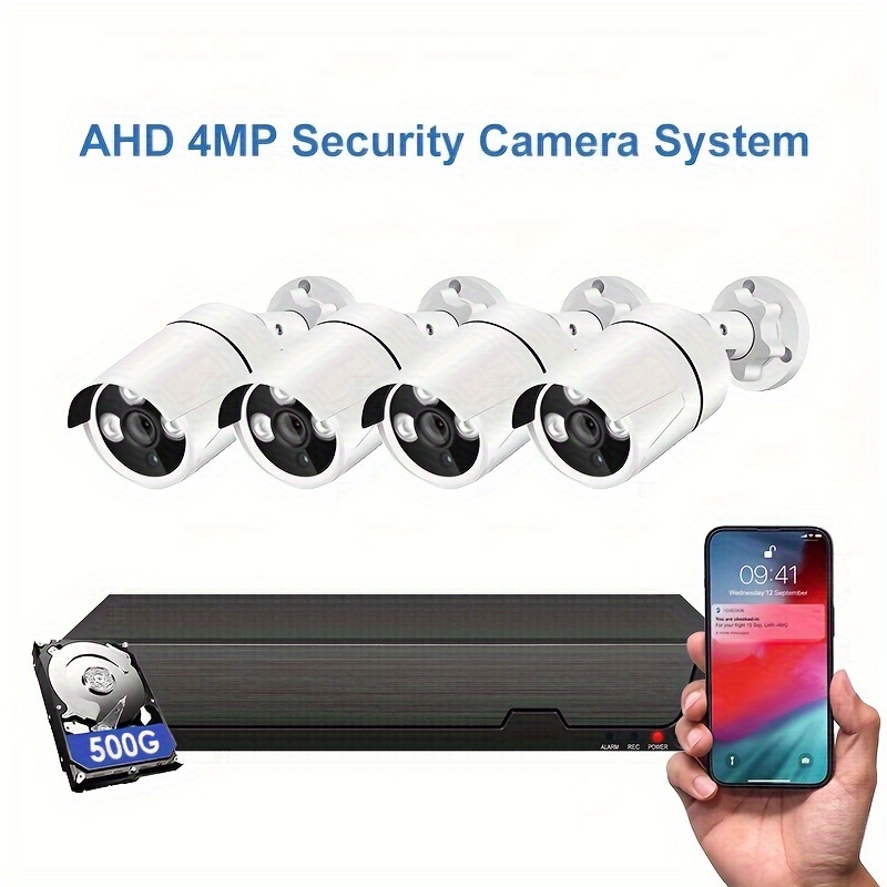 

( In 500g ) 4ch Hd 4mp Kit Ahd Dvr And Use, Notification And Email ,