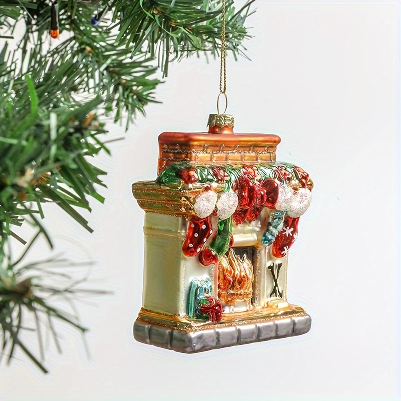 

Vintage Style Hand-blown Glass Fireplace Ornament, Christmas Holiday Decor, No Electricity Or Battery Needed, Home Decoration