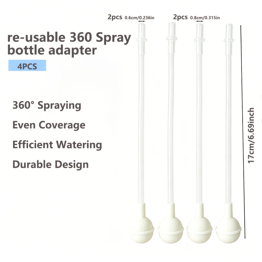 TEMU 4pcs Universal Replacement Tubes For Of Spray Bottles, Spray Bottle Straw Adapter, Multi-angle Spray Bottle Replacement Tubes, 360-degree Free