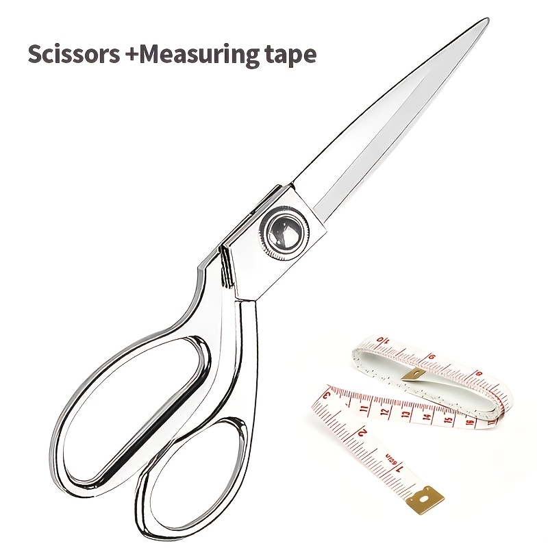 TEMU Professional Heavy-duty 8 Inch Hand Tailor Scissors With Measuring Tape - Sharp Suitable For Sewing, Fabric, Dressmaking, Crafting - Ergonomic