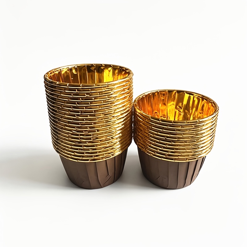 TEMU 40 stuks Bruine Gouden Folie Bakvormen, Vetvrije Muffin Vormpjes, Hittebestendige Cupcake Vormen voor , Feestjes en Thuisgebruik