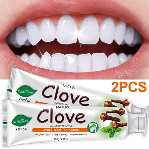 set of 2 mint herbal toothpaste no added fluoride natural deep cleaning and whitening breath herbal ingredients for gum health gentle formula travel sized daily oral hygiene gift for men and women