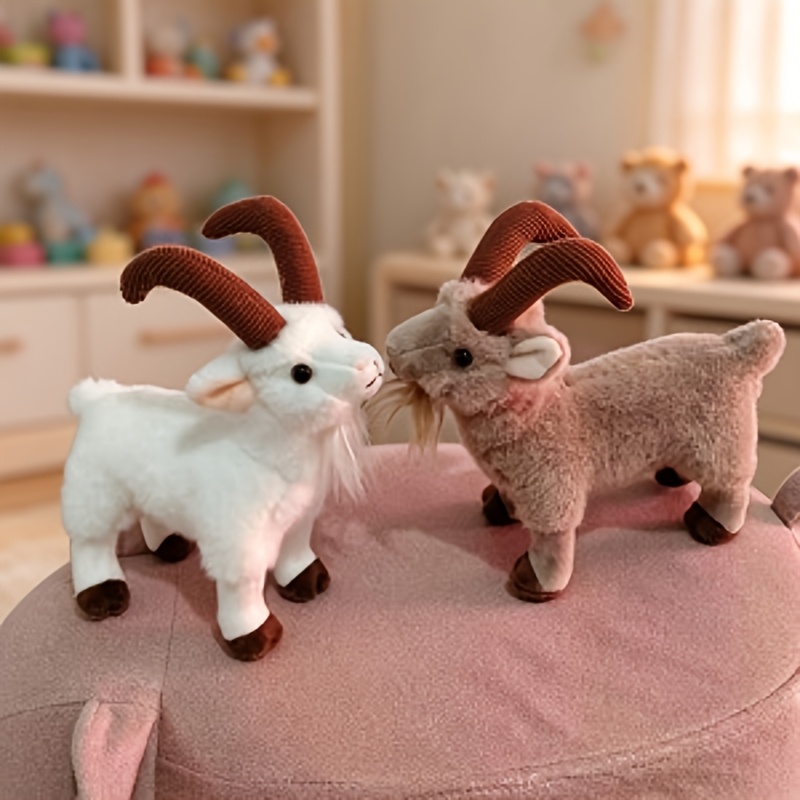 TEMU 2pcs Simulated Goat Pet Plush Toys, Thickened And Bite-resistant Soft Goats, Small To Medium Cats And Dogs Interactive Boredom Relief, Tooth