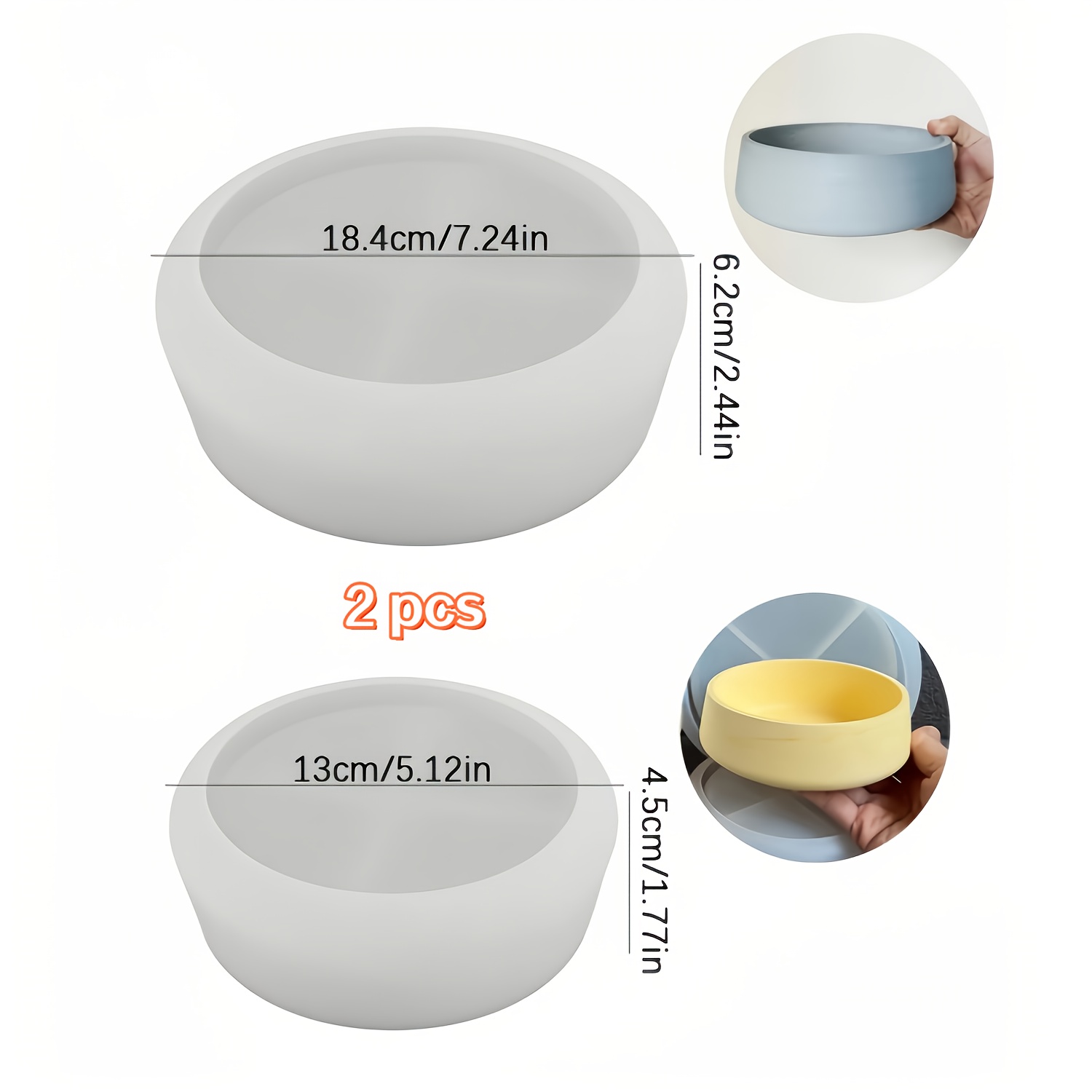 TEMU Moldes de silicona redondos para tazones de almacenamiento, moldes de yeso para tazones de almacenamiento, moldes de arcilla, moldes de