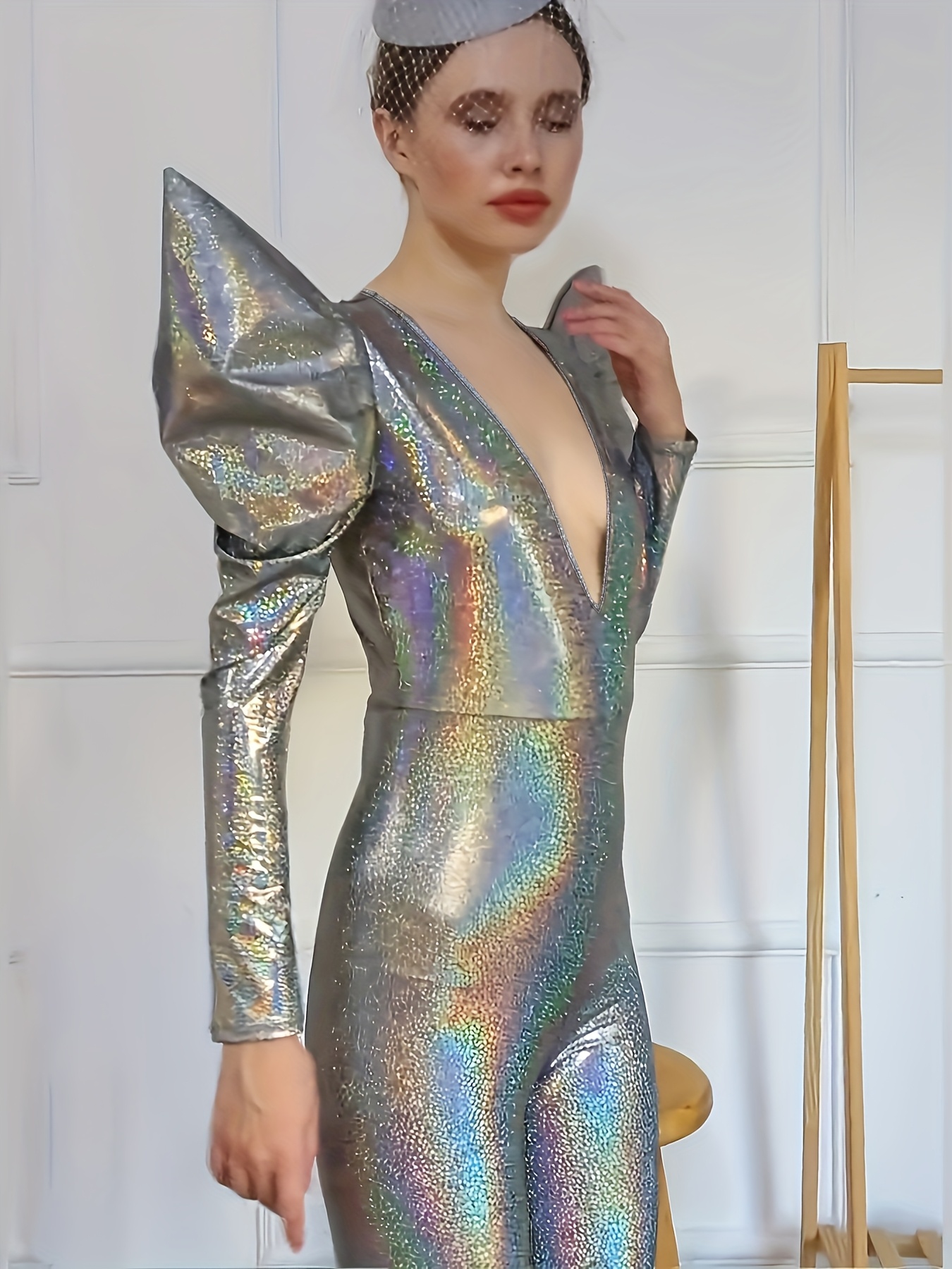 open lace back dress Electra Reflective Sequins Party Dress, Silver Leotard & Skirt, Futuristic Reflective Festival Outfit, Disco Dance Costume, Mirror Bodysuit L /