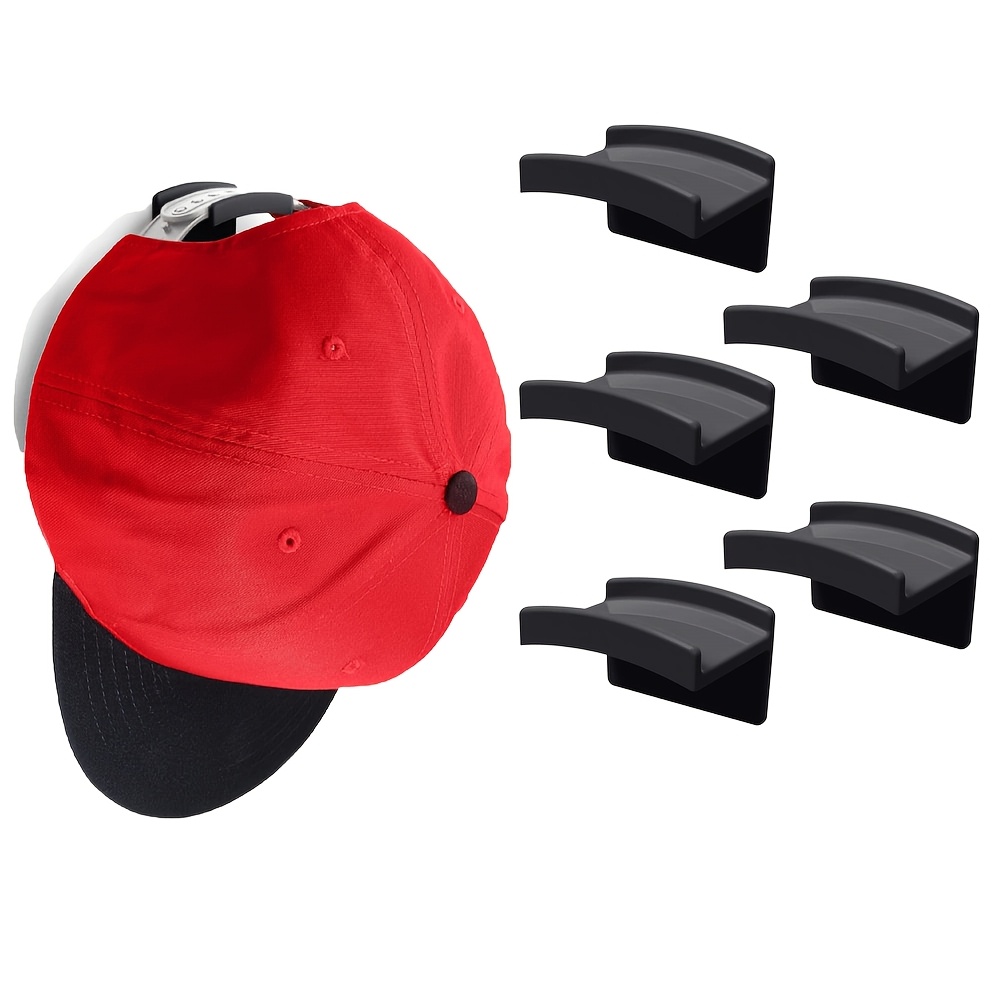 5pcs Of Wall-mounted Adhesive Cap Hooks, Strong Fixation Hat Hangers, Minimalist Hat Display, Self-adhesive Cap Hooks For Organizing Hats, Utility Hooks