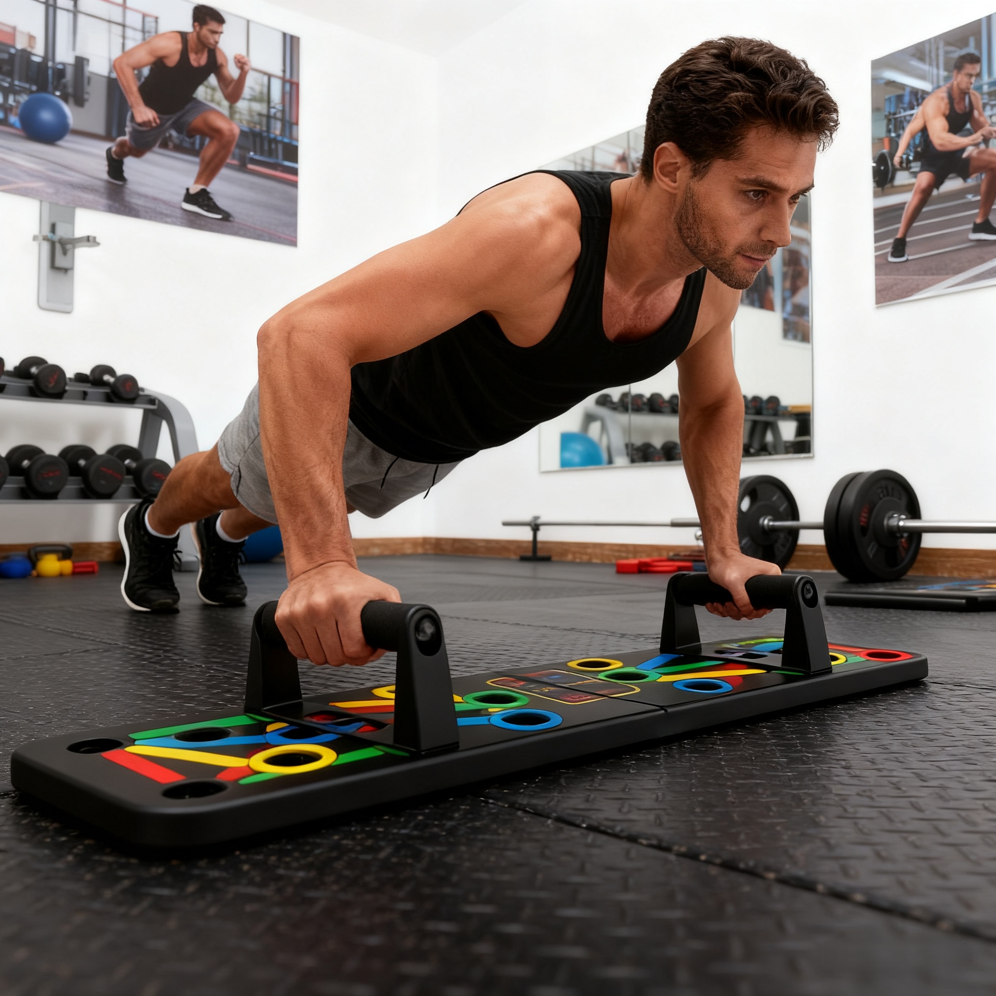 1 Foldable PushUp Stands Board | Fitness Equipment for Home Gym, Adjustable for Men & Women, Ideal for Chest, Abs, Arms & Core Training, Portable Full Body Exercise Board, PC Material.