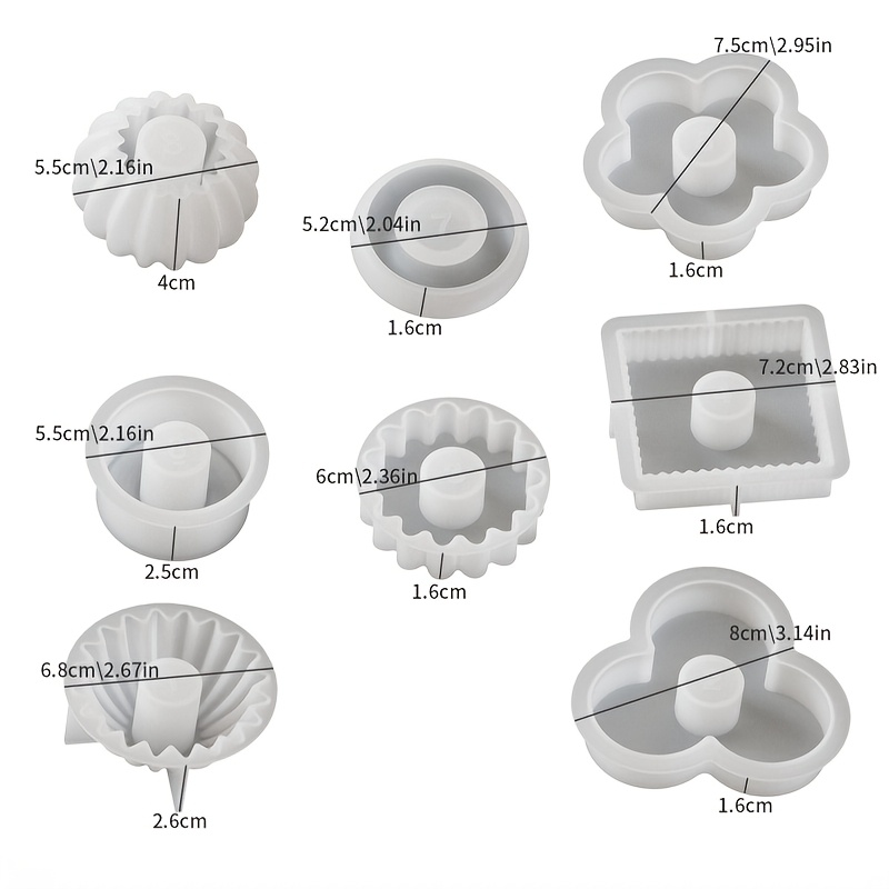 8pcs Geometric Shape Candle Silicone Mould, Resin Casting Molds, Stackable Candle Mould Making Kit For Candle Making, Home Decoration