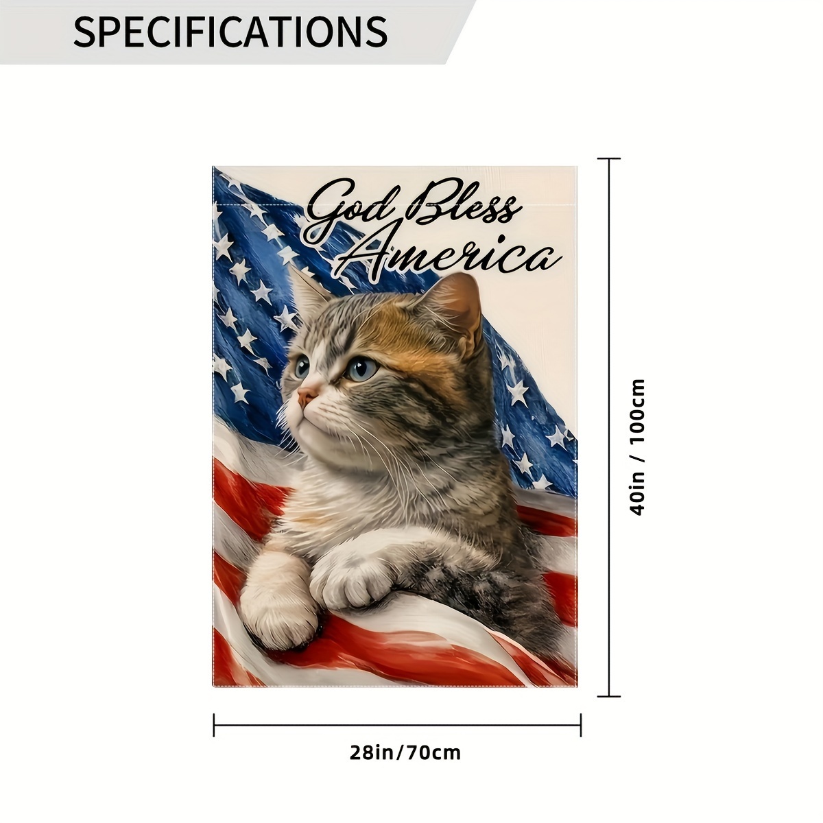 1pc, 4th Of July Cat Garden Flag, God Bless America Vertical Double ...