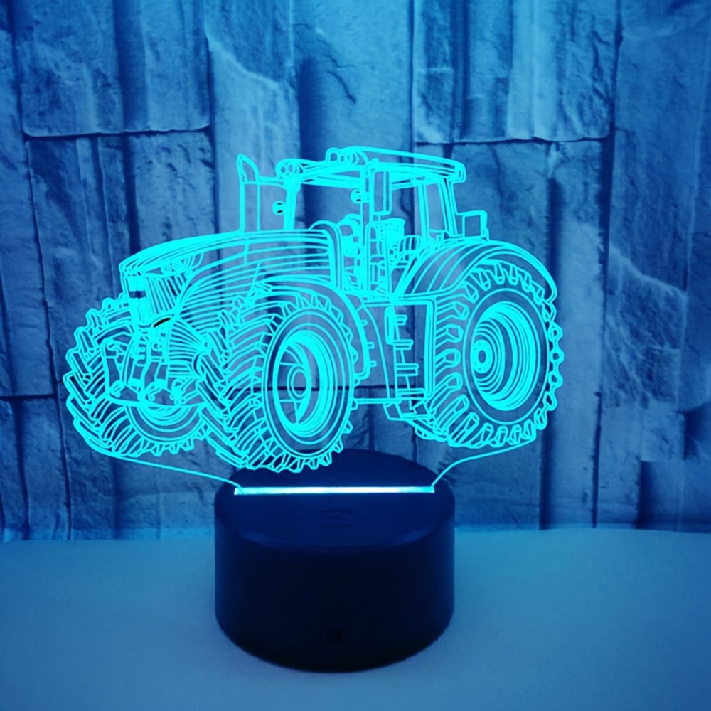 

1pcs Tractor Style 7 Colors 3d Illusion Creative Night Light, Visual Touch Desk Lamp, Battery/usb Charger Table Lamp, 5v Christmas Party Wedding Birthday Gift Room Decoration Lamp