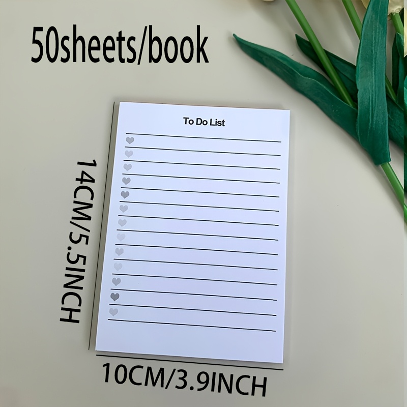 50-page Heart-shaped Coded Tear-off Notepad, Speed-writing Notebook, Portable Task Management Journal, Mini Memo Pad For Office And Home Use, Suitable For School Teachers, Students, And Office Workers