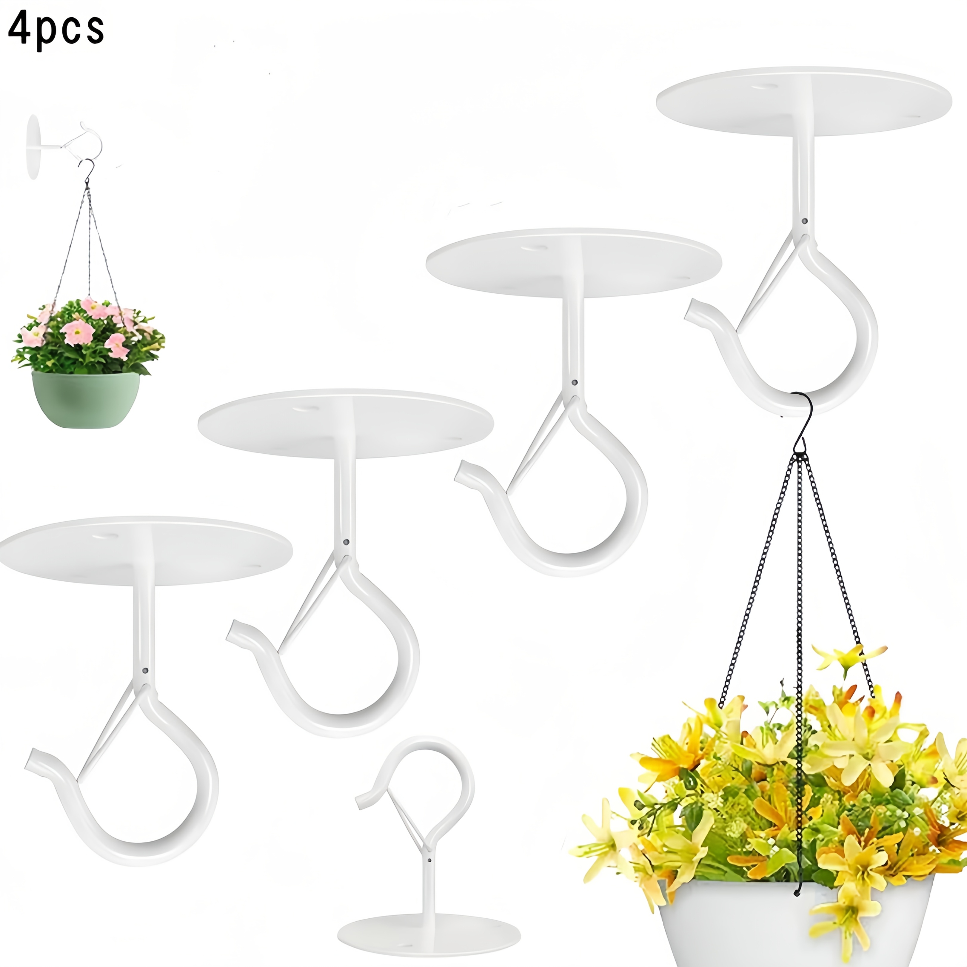 4pcs white ceiling hooks hanging plant pendant safety - Temu Bahrain
