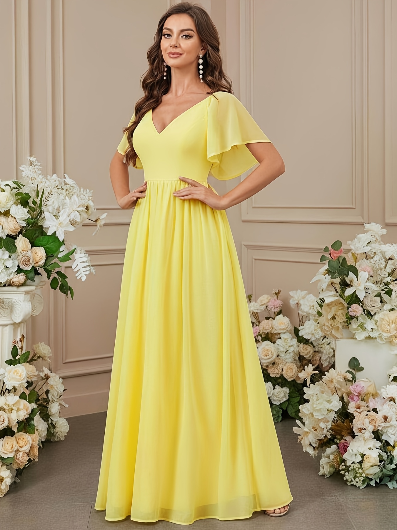 yellow formal dress sold on Temu United States