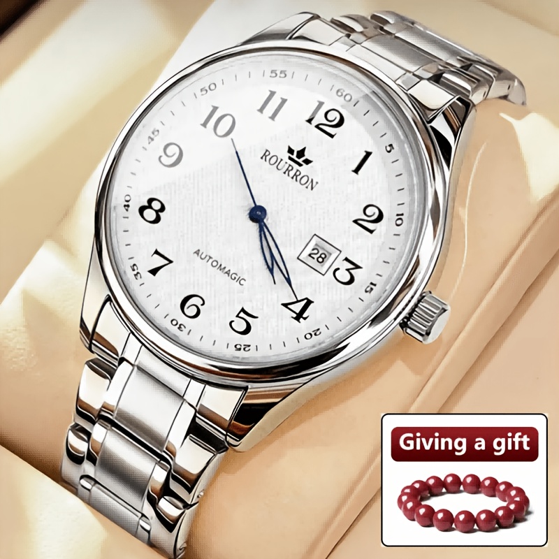 TEMU 1pc Reloj de hombre de estilo con y movimiento totalmente automático, reloj de negocios fácil, versátil y moderno para hombre, adecuado para