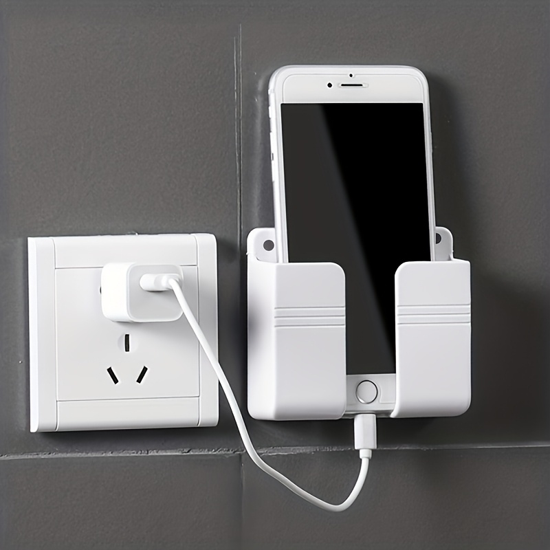 Wall Mounted Mobile Phone Charging Case Holder, Adhesive Remote Control Base, Non-Perforated Wall Storage Rack Base