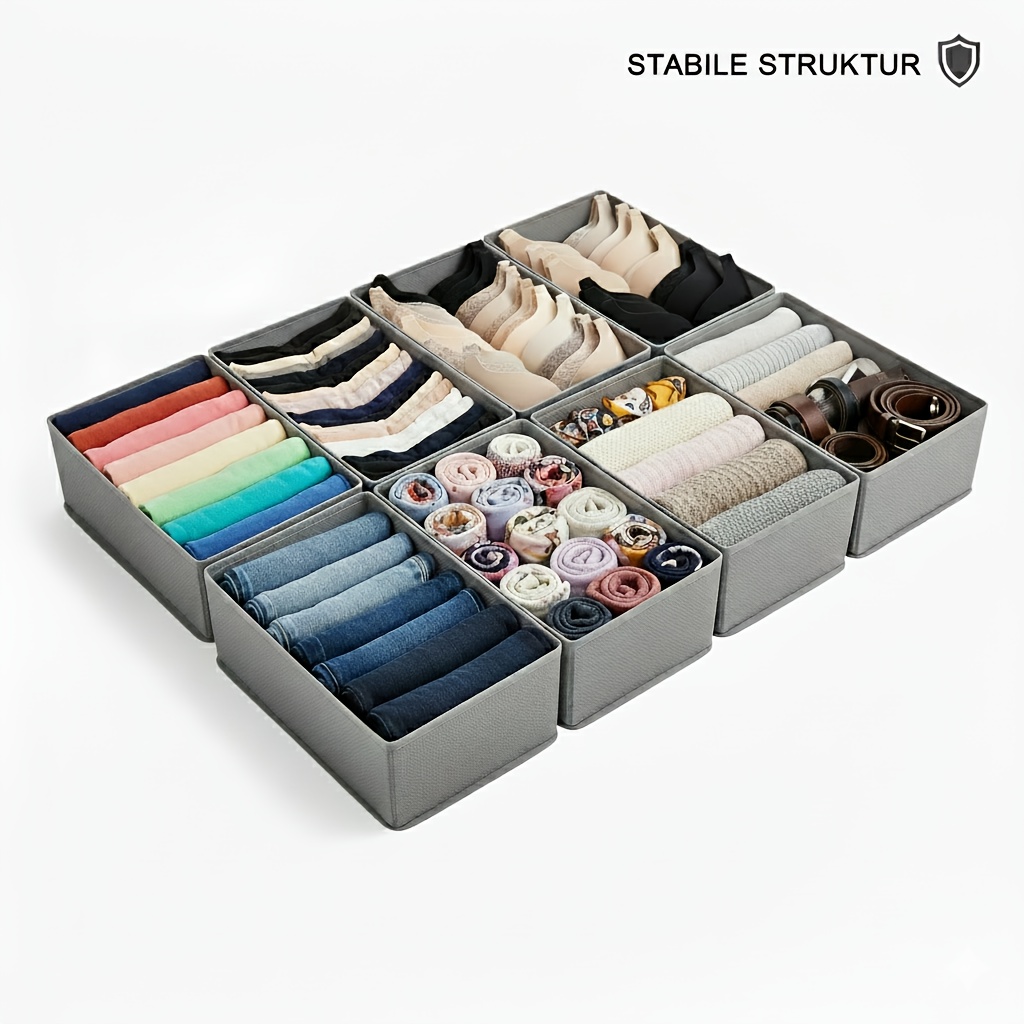 E-shop Dessous Organizer 4/8 Sets, Faltbarer Schubladen Organizer, Aufbewahrungssystem Kleiderschrank, Aufbewahrungsbox Kleiderschrank, Stoffboxen