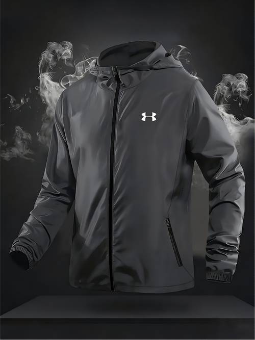 chaqueta delgada con capucha y cremallera para hombre, transpirable, cómoda, y portátil, chaqueta para hombre adecuada para deportes diarios y uso casual