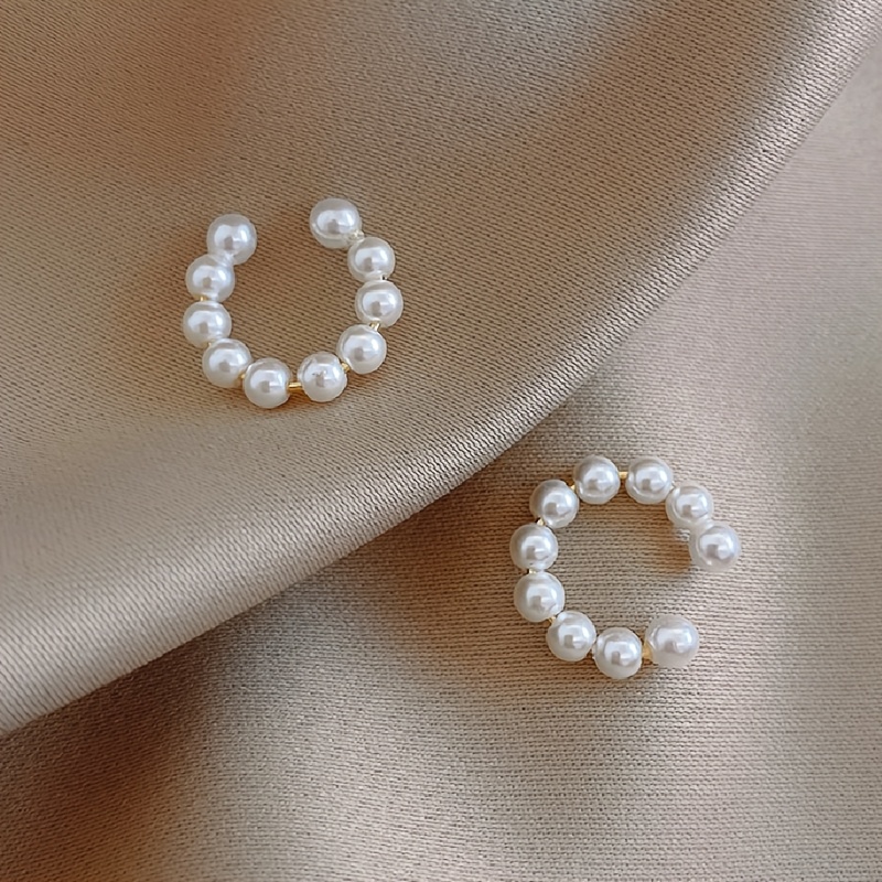2pcs French Double-Row Imitation Pearl Ear Cuffs for Women