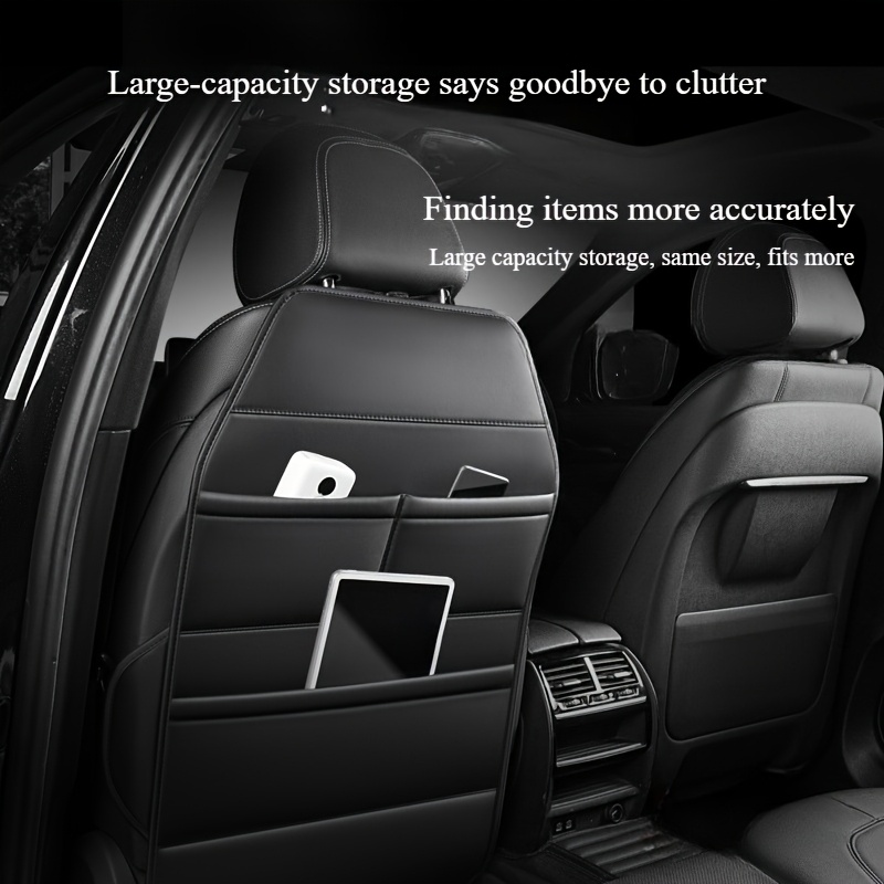 One/2pcs Car Seat Back Organizer, PU Leather Material, Rear Row Kick-Proof, Easy to Clean, Multi-Functional Storage, Multiple Colors Available