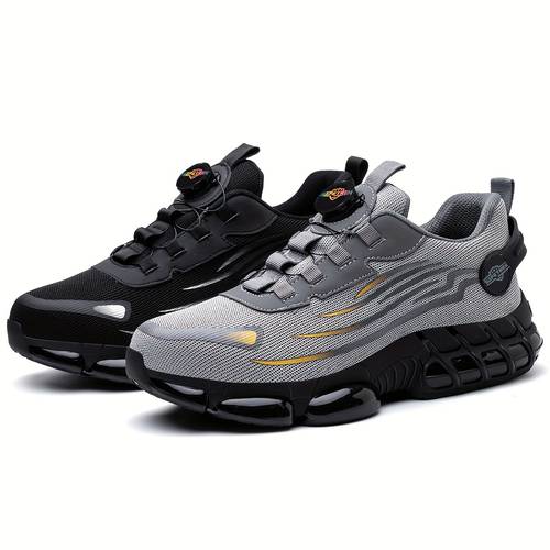 men steel toe work shoes anti puncture rotating design lightweight pu breathable safety sneakers for daily use summer