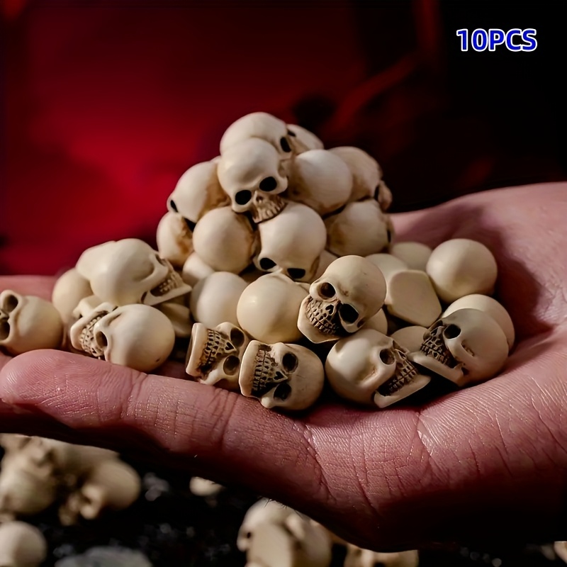 Image of 10pcs Mini Sculptures - Halloween Human Skeleton Decor, Bonsai Figurines, Gothic Garden Statues For & Easter, Realistic Human Bone Models