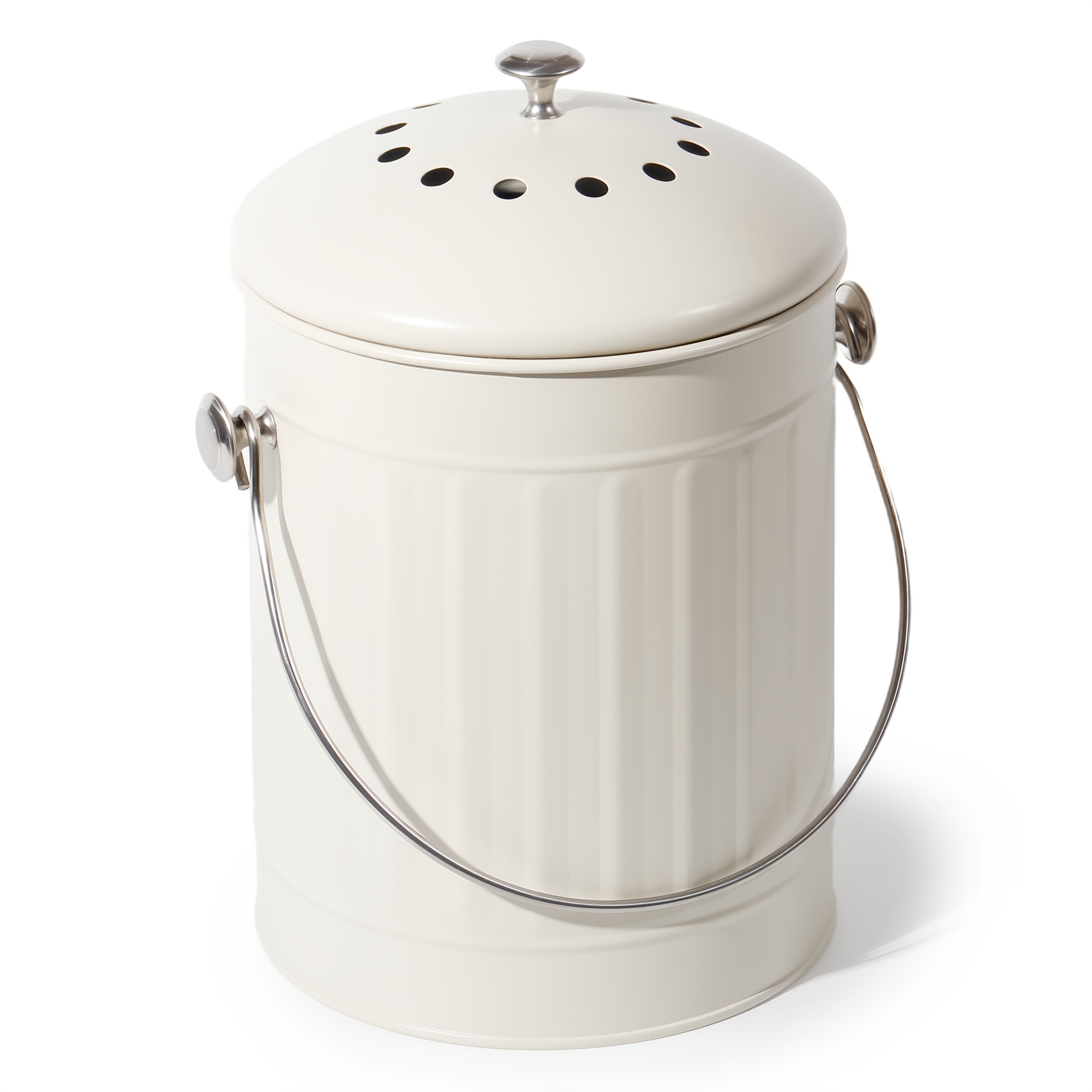 TEMU Metal Compost Caddy Bin, 5.5 Litre Kitchen Bucket, Bin With Charcoal Filters And Lid For Indoor Food Waste Recycling, Compost Bucket With Carbon