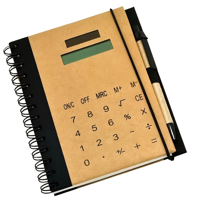 TEMU Carnet à spirale multifonctionnel avec calculatrice solaire, cahier d'affaires, , cahier de , bloc-mémo d'affaires, carnet de , petit carnet à