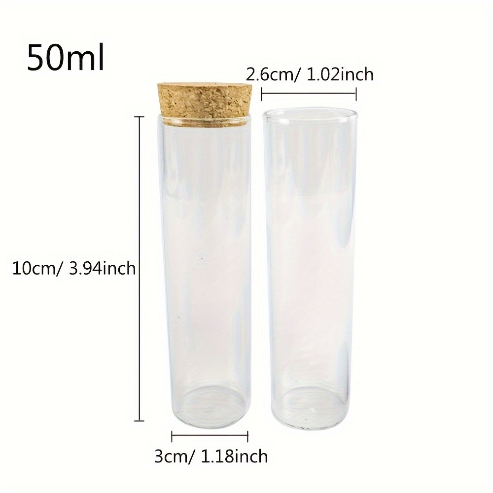 E-shop 10er Set, Laborröhrchen Flasche, Leere Glasflasche mit Korken, Wiederverwendbar, Wunschflasche für Feiertage, Nachrichtenflasche, Gastgeschenk