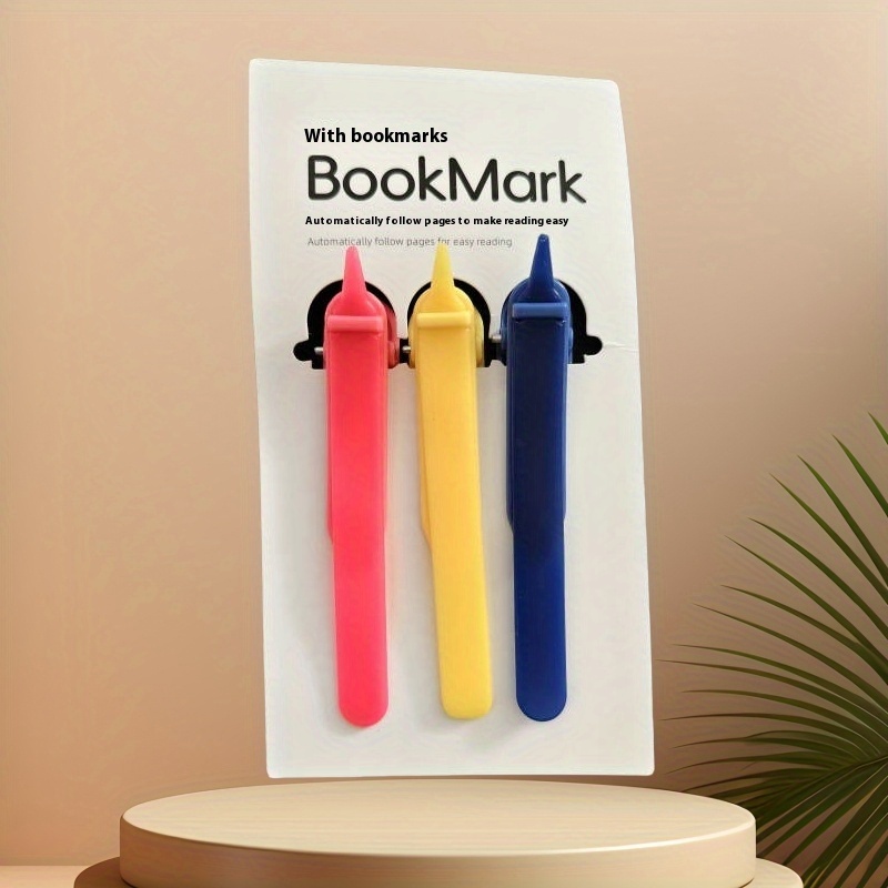 3pcs Silicone Bookmark Set, Automatic Page Turning, Easy Style Pen Holder, Memory Bookmark Record, Reading Tools For Book Covers And Additions, Multifunctional Reading Notes