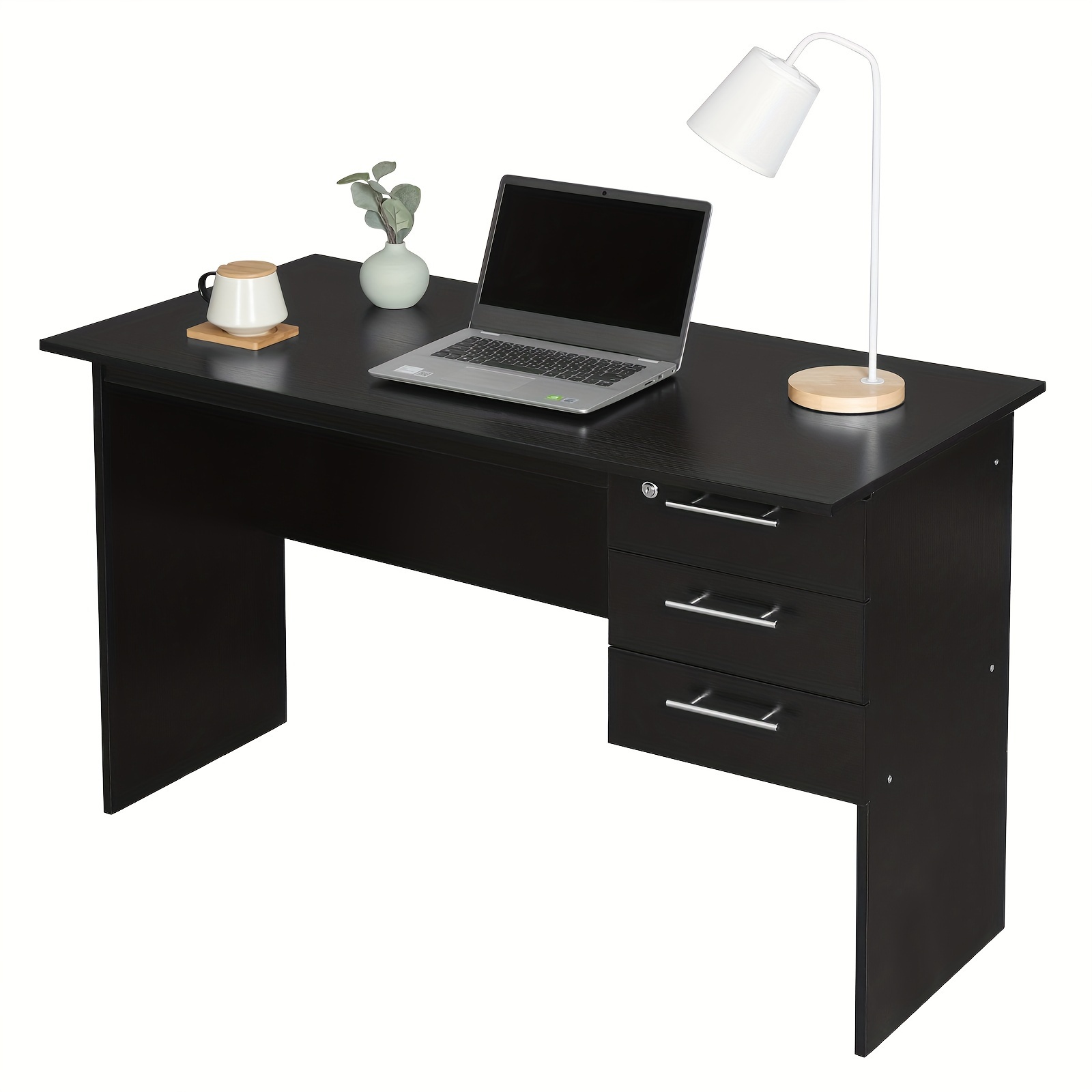 1pc 120x60cm Office Desk, Computer Desk, Table With 3 Drawers, Workbench Operation Table, Ergonomic, Suitable For Offices, Bedrooms And Studies