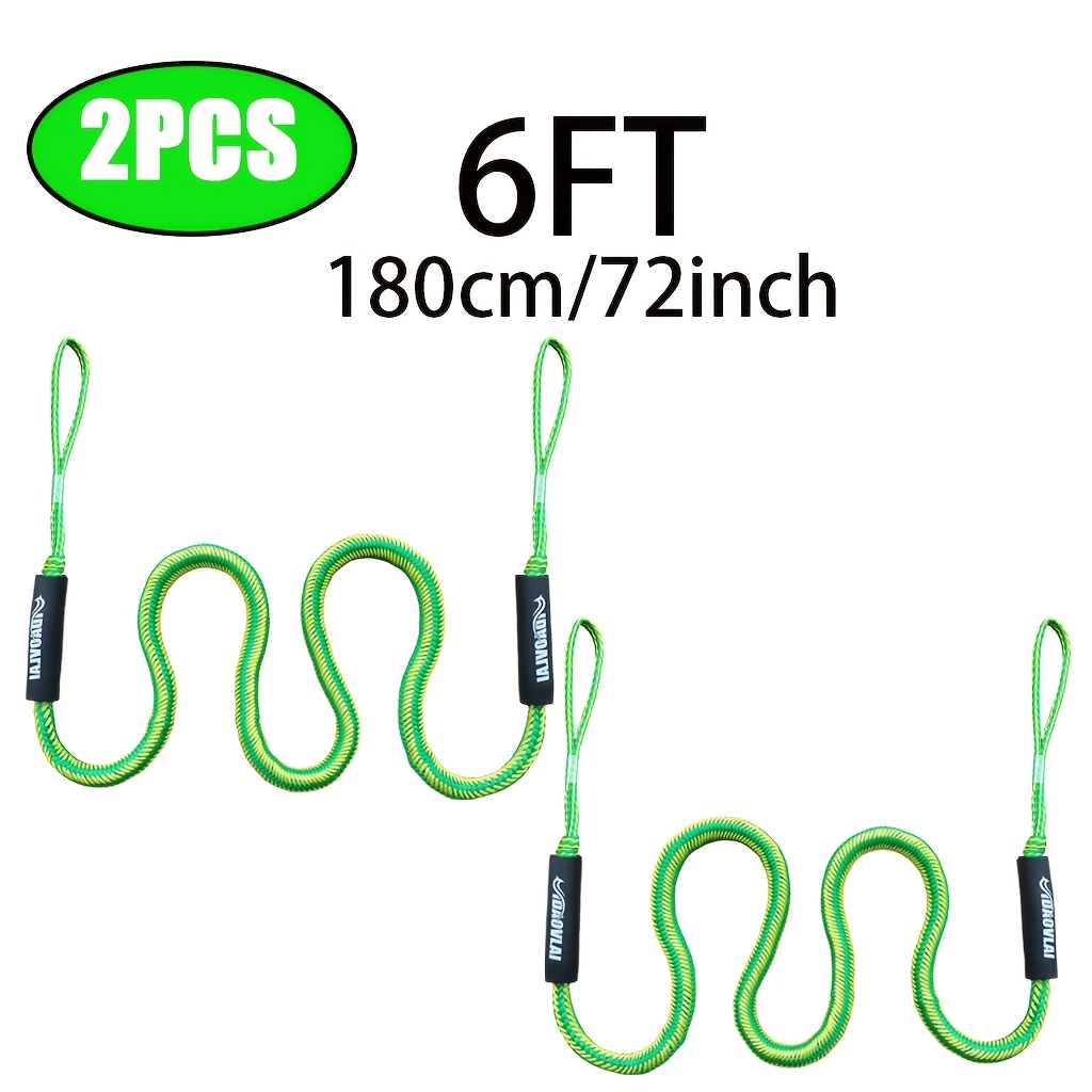 Green Vertical Stripe Bungee Dock Line, Elastic Dock Rope
