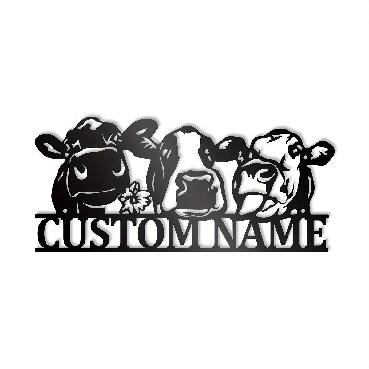 

Customizable Metal Cow Farmhouse Yard Sign, Wall Hanging Decor, Personalized Cattle And Calves Name Plate For Home, Barn, Nursery - Unique Christmas Gift, Multipurpose English Text