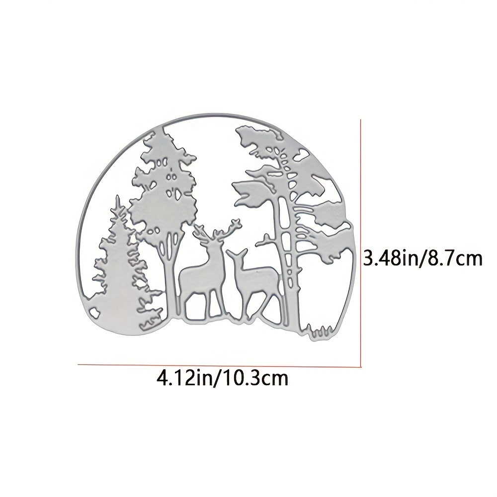 TEMU 1pc Of Metal Engraving Die Featuring A Forest Deer, Perfect For Cards And Paper Art. Ideal For Crafting With Templates That For Precise Cutting