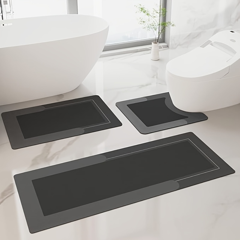 TEMU 3pcs Ultra Soft Skin Bath Mat And U-shaped Toilet Rug, Water Absorbent And Non Slip Shower Bath Rug For Bathroom