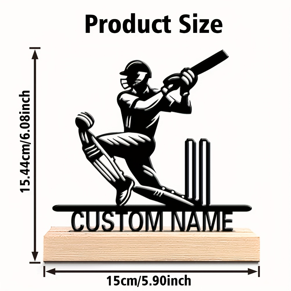 TEMU 2d Wall Decor1 Customizable Wooden Base Metal Statue, Suitable For Sports Enthusiasts, Home Office Bedroom, Birthdays, Christmas, Halloween,