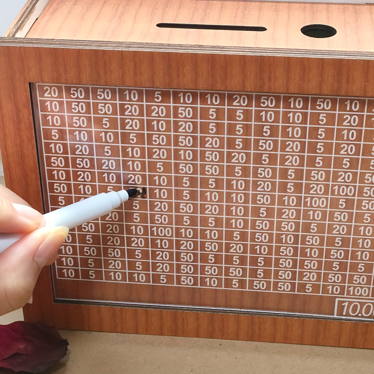 cash vault wooden savings box wooden cash saver money box with money target and numbers wooden coin bank money box with counter for savings goal 10000 best gift for friends details 1