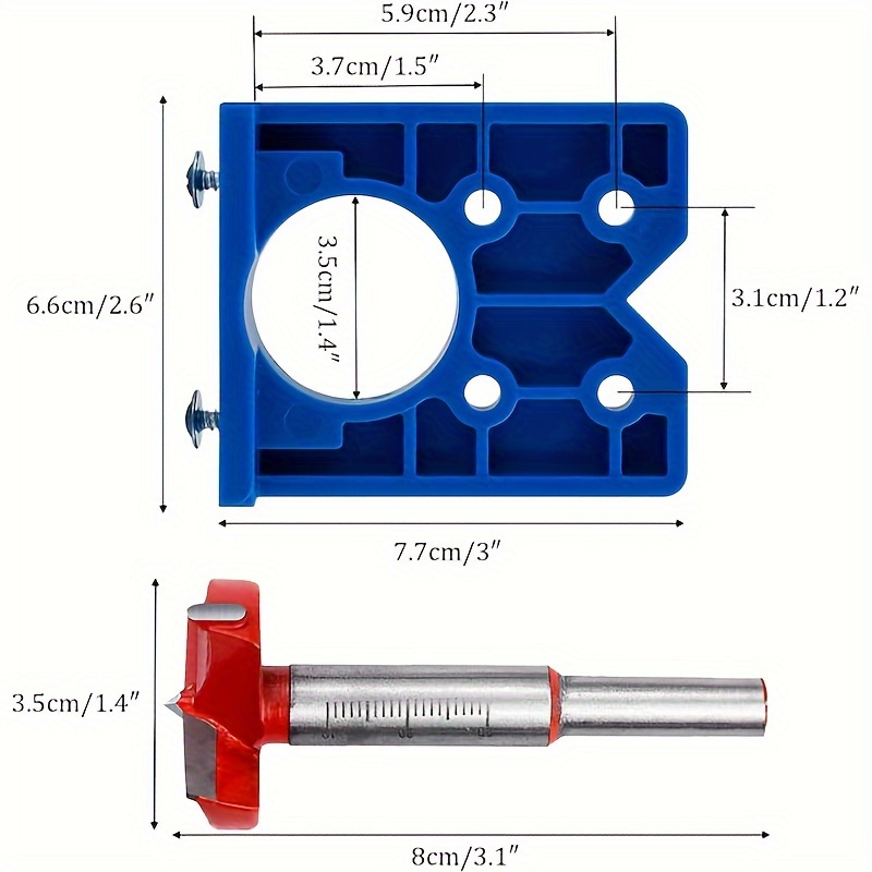 TEMU 35mm Hinge Locator - Alloy/ Steel, Bright , Round Handle Woodworking Installation Tool