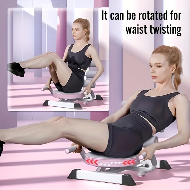 1pc Foldable Abdominal Exercise Equipment - Spring-Assisted Sit-Up Assistant with 360° Rotating Disk, Durable Iron, Transparent Pink - Ideal for Core Strengthening & Muscle Toning, Gym Accessories