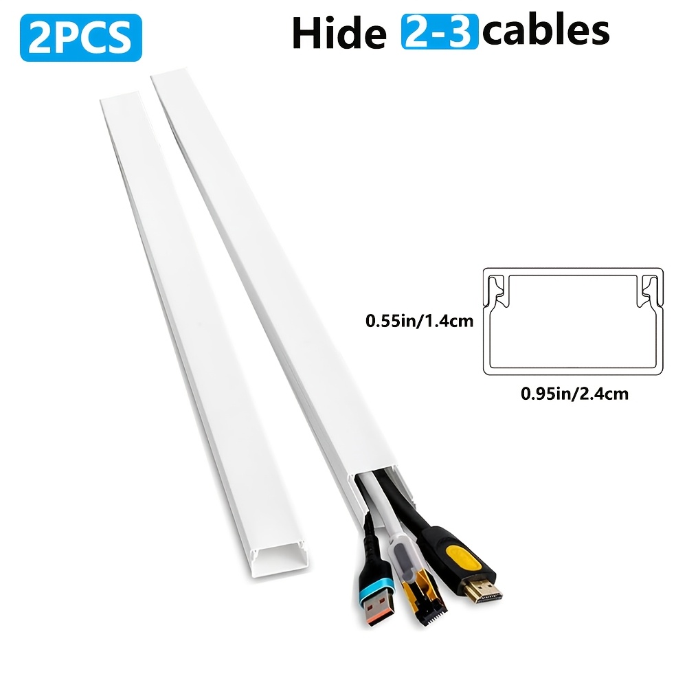 2-pack Pvc Cable Concealer Channel - 31.4 Inch Self-adhesive Wall Cable For Home Office, Mini Wire And Tv Kit, Durable Plastic