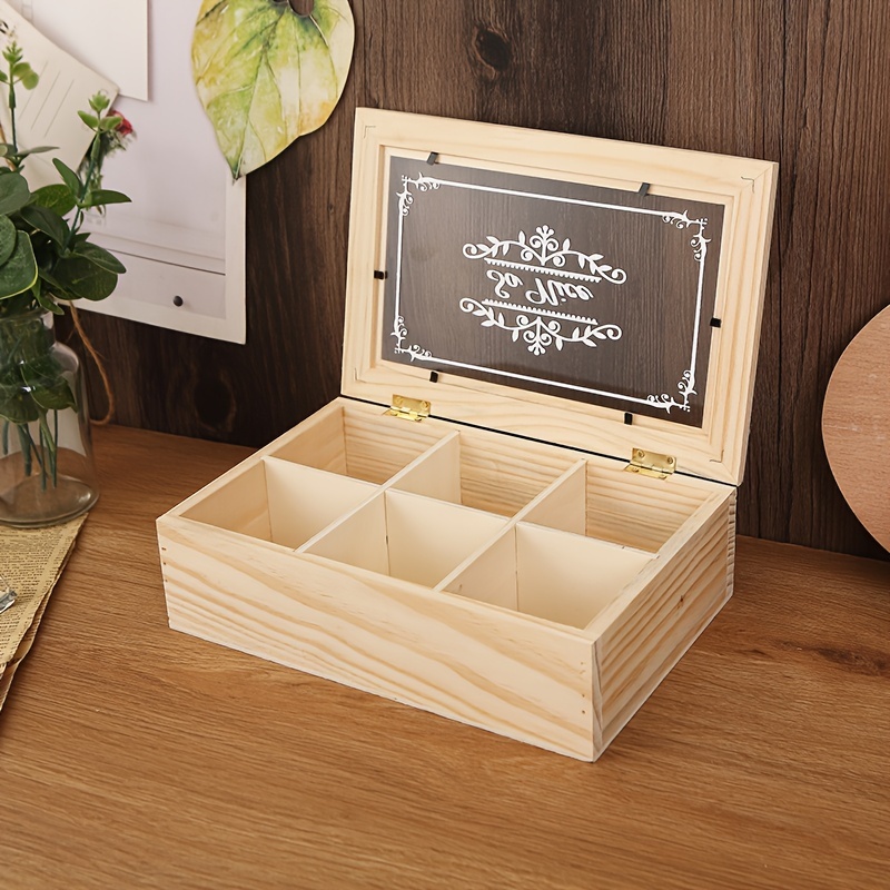 

1pc Rustic Wooden Multi-compartment Storage Box, Rectangular Desktop Organizer, Elegant Solid Wood Display Case